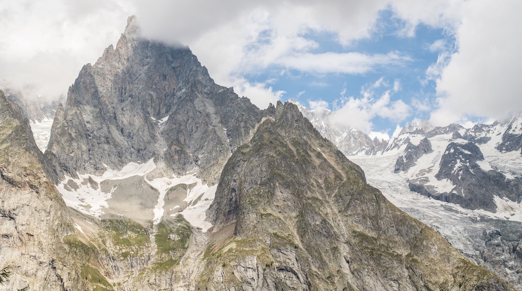 South side of the Mont Blanc massif in summertime seen from the Tour du Mont Blanc trail (TMB) at Col Checrouit