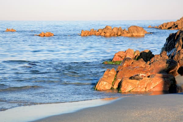Sunset over Tyrrhenian sea Orosei Sardinia Italy