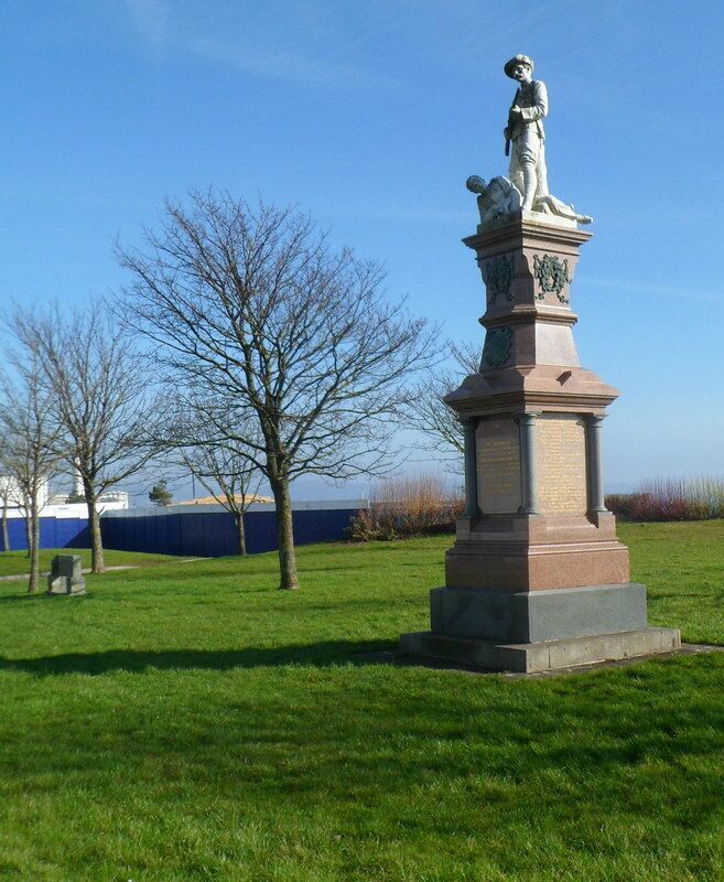 South African War Memorial in Swansea. Located in The Promenade on the south side of Mumbles Road near St Helen's Rugby Ground. Paid for by public subscription, the monument was unveiled in 1904 to the memory of the Swansea men who lost their lives in the South African War (1900-1902).