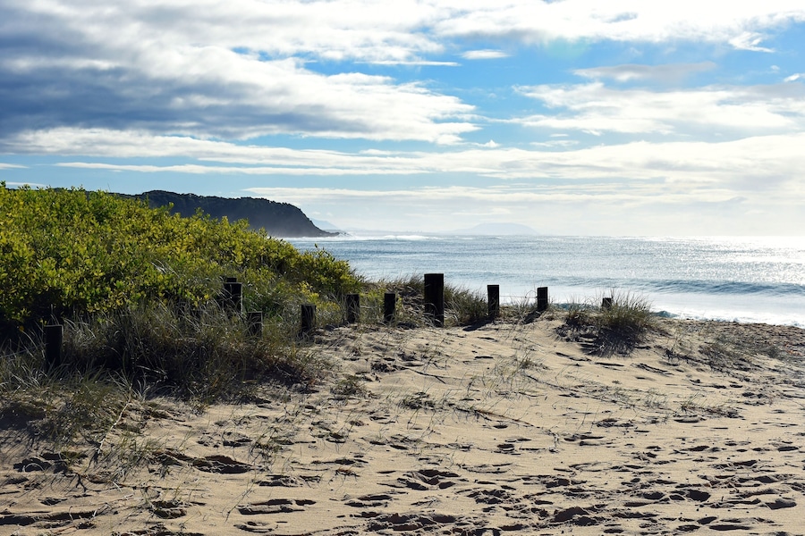 Australian Coastline, Blackhead Beach, bright morning landscape