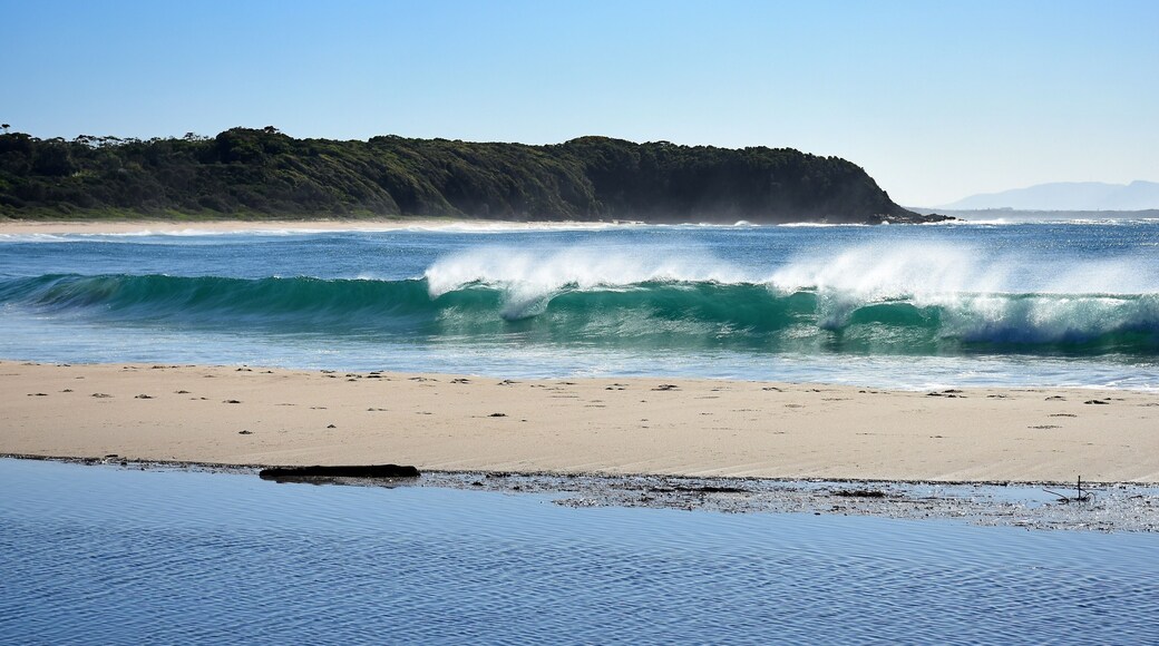 Australian Coastline Blackhead Beach with lagoon foreground