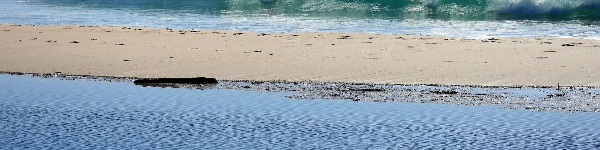 Australian Coastline Blackhead Beach with lagoon foreground