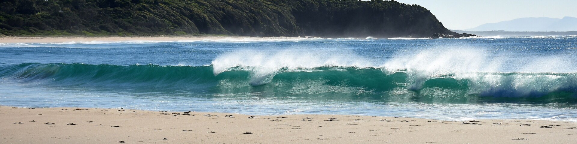 Australian Coastline Blackhead Beach with lagoon foreground