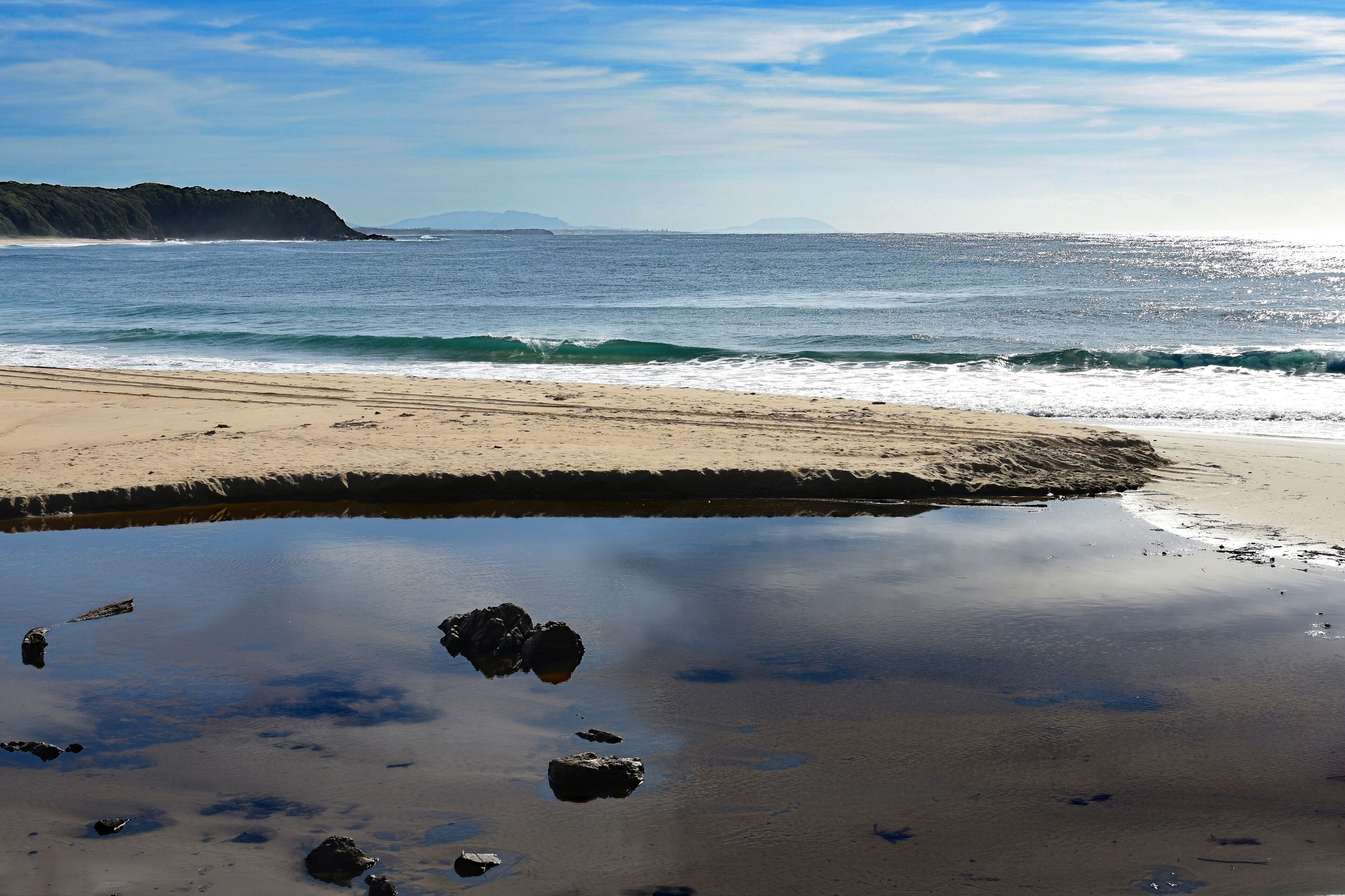 Australian Coastline Blackhead Beach with Lagoon foreground