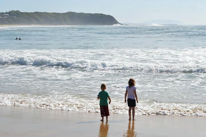 Blackhead Beach at Hallidays Point. 
Slightly off the tourist track is this nestled piece of paradise.  Pristine sandy beach which is easy to walk along, collect shells, walk to the volcanic rock formations which jut out to the left, and the sandstone rocks.  Head right and you will discover rock pools with oceans living creatures waiting till the next high tide.  See if you can spot an octopus or a Port Douglas Shark even star fish.  2 ocean pools which are cleaned regularly caters for Adults and children.  A great surf beach.