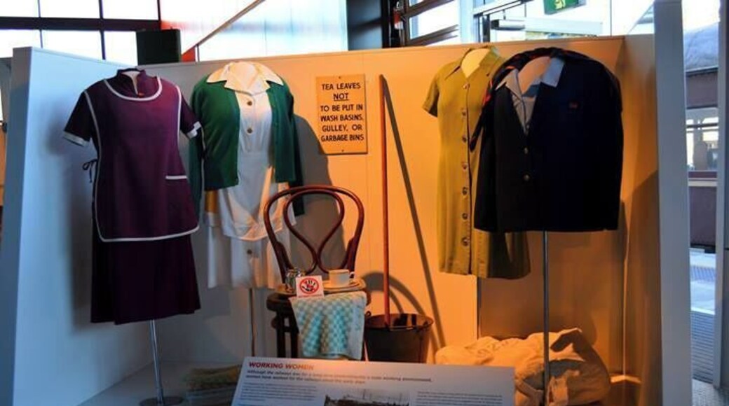 Love the tea leaves sign.
Found at the Trainwork Museum. Ladies dress for service on the trains over the years.