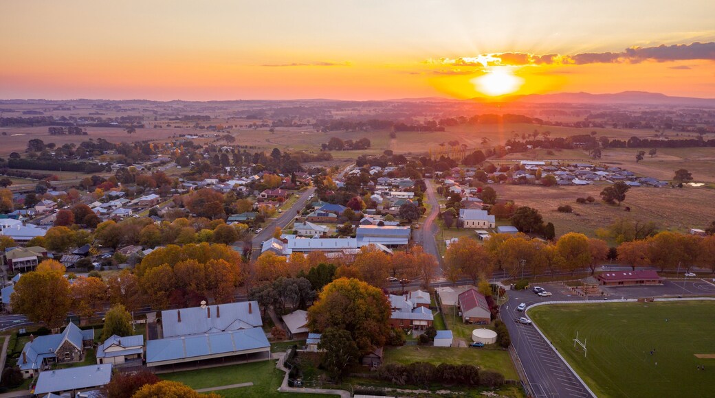 Millthorpe featuring landscape views, a small town or village and a sunset