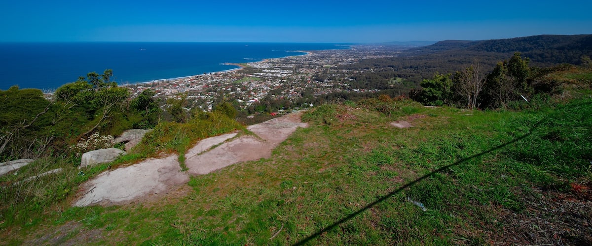 Panoramic elevated view of woolongong city Sydney NSW and the beaches of Australia