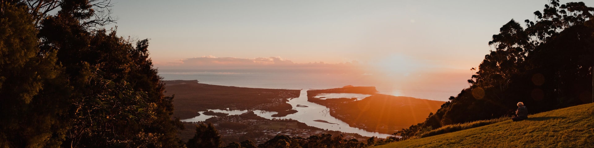 Panorama of sunrise views over the coastal town of Laurieton