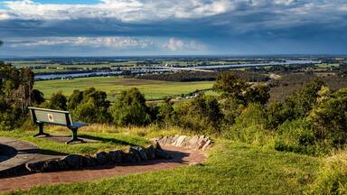 The view of the countryside New South Wales and Harwood Bridge from the Maclean Lookout