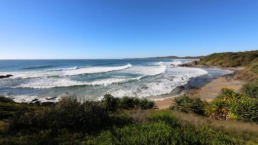 A perfect sunny day at Minnie Water Beach in Yuraygir National Park on the mid north coast of NSW in Australia.