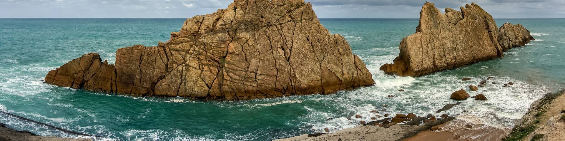 panoramic of the coast of northern Spain with large rocks
