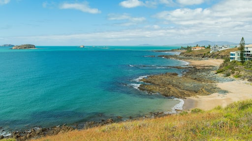 Emu Park which includes general coastal views and rocky coastline
