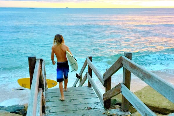 A surfer getting ready to ride some waves into the sunrise, Moffat Beach, QLD
#Blue #Queensland #Australia