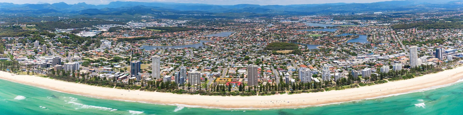 Panoramic view of sunny Burleigh Heads on the Gold Coast