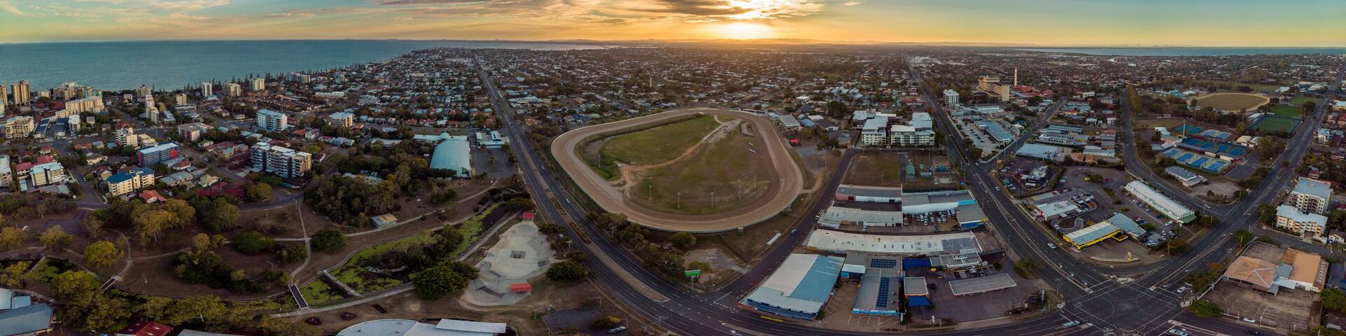 Aerial view of Suttons Beach area and jetty, Redcliffe, Australia