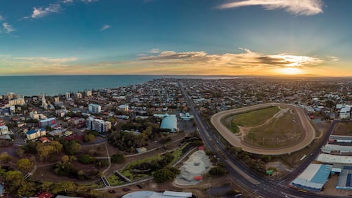 Aerial view of Suttons Beach area and jetty, Redcliffe, Australia