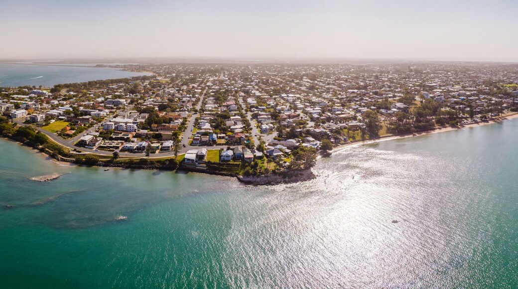 Aerial view of Woody Point and Margate on Redcliffe peninsula, Brisbane, Australia