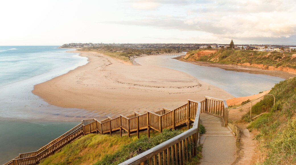 Wide Angle View of Southport Beach Steps Approaching Sunset