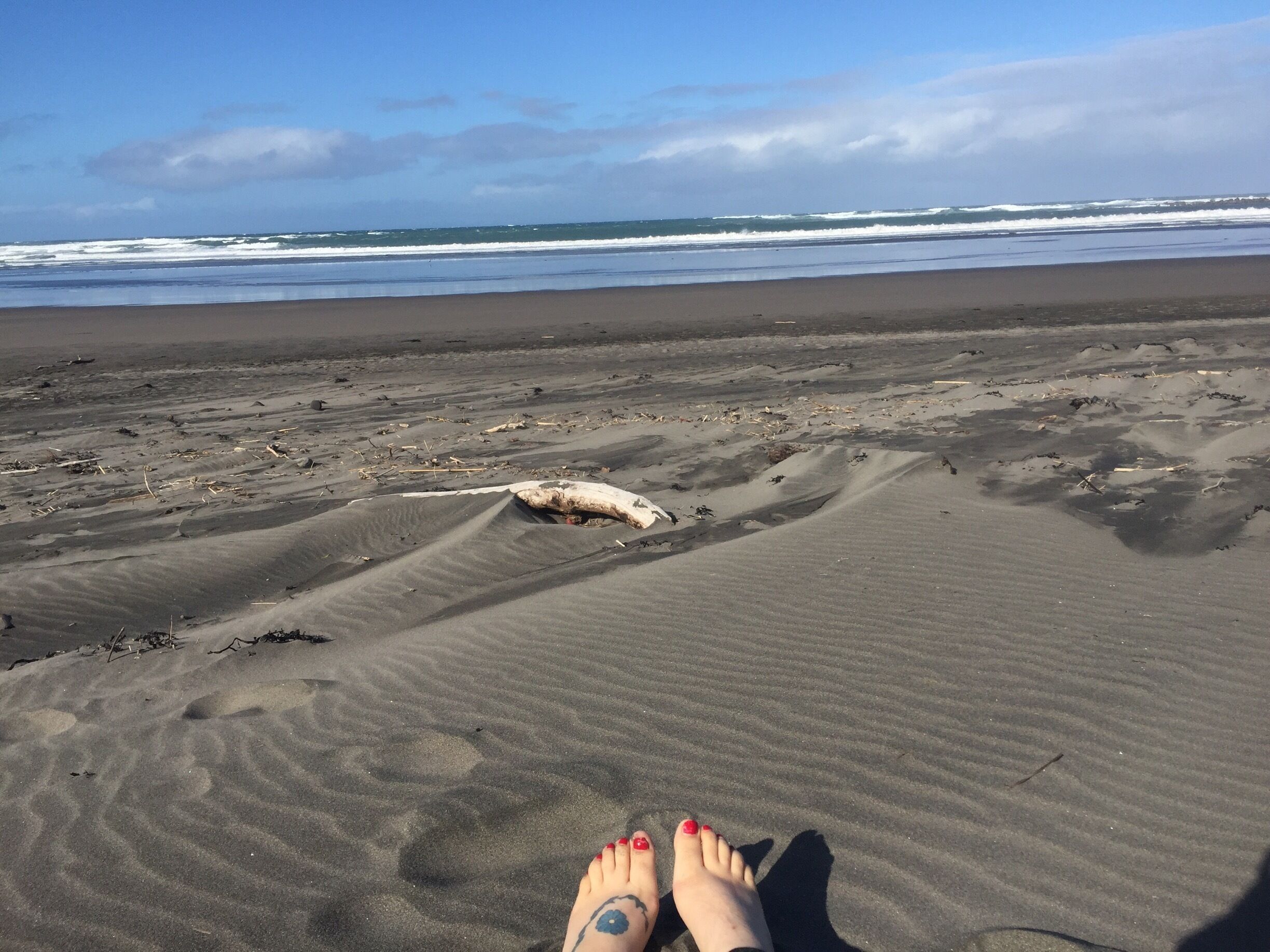 We stayed at Opunake Beach Holiday Park -  it's right on the beach. Gorgeous to wake up to. Beautiful walk up the Opunake Walkway aswell to watch the sunset. 