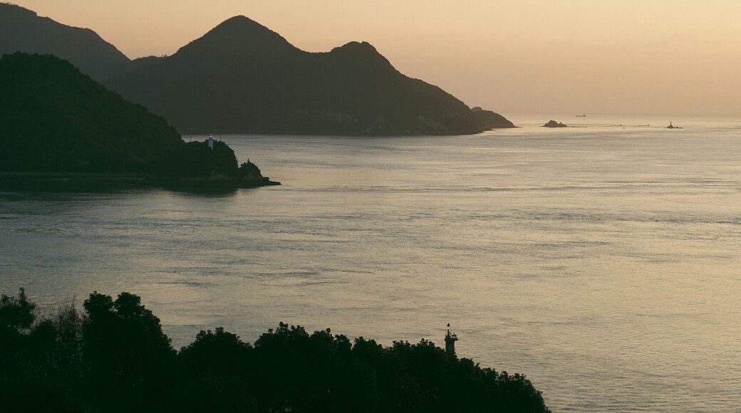 View from Kurushima Kaikyo Bridge, part of Shimanami-kaido that connects Onomichi (Hiroshima prefecture) with Imabari (Ehime prefecture).
Many people ride bikes across these bridges and explore the little islands in between.