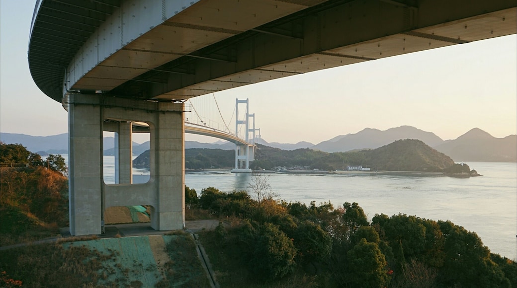 Under the Kurushima Kaikyo Bridge, which leads you to Onomichi in Hiroshima from Imabari.
It's a great path for cycling, with amazing views of the Seto Inland Sea.