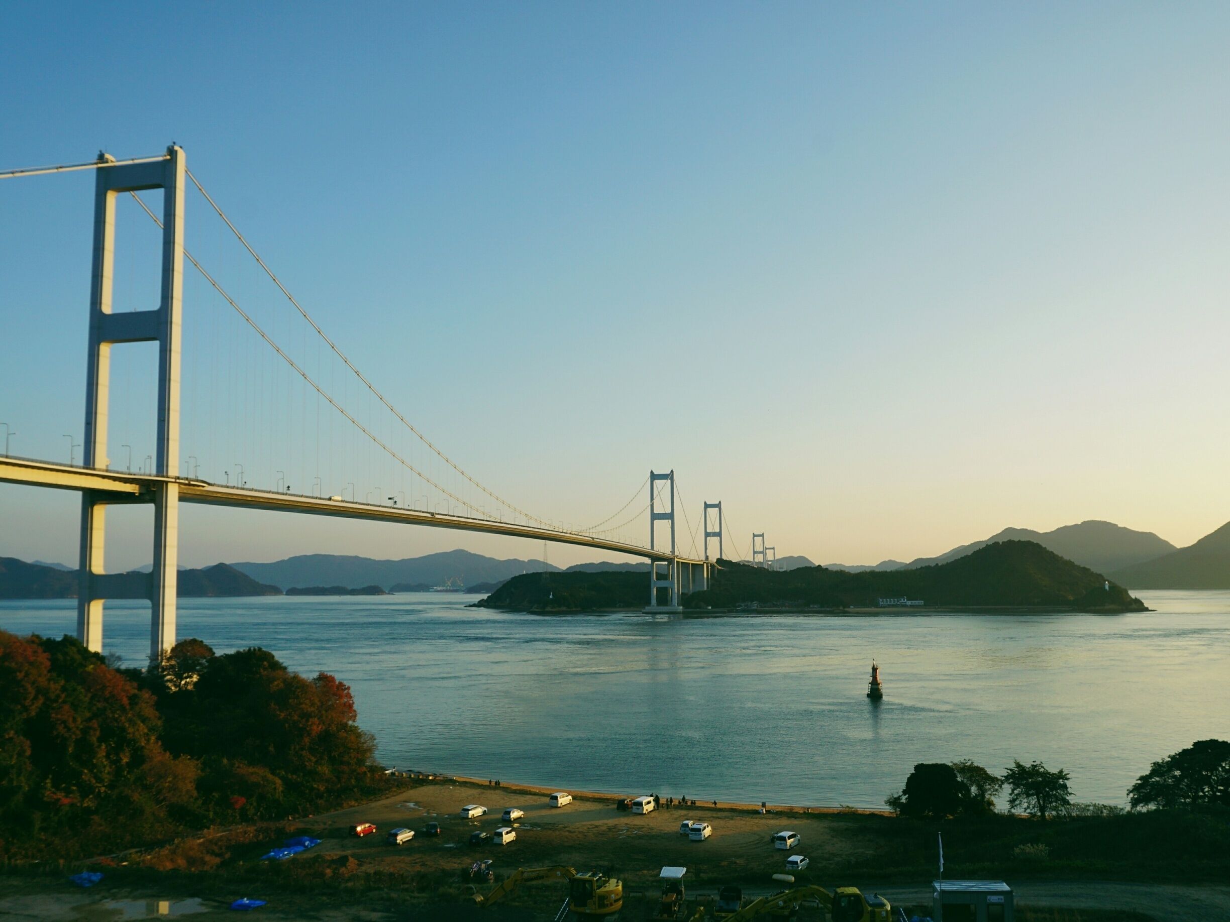 This is the view from Sunrise Itoyama, a cycling facility equipped with retal bikes, hostel, public bath and even a cafe. 

Many people who cycle across the Shimanami Kaido use this spot to rest and refuel. Isn't the view fantastic?