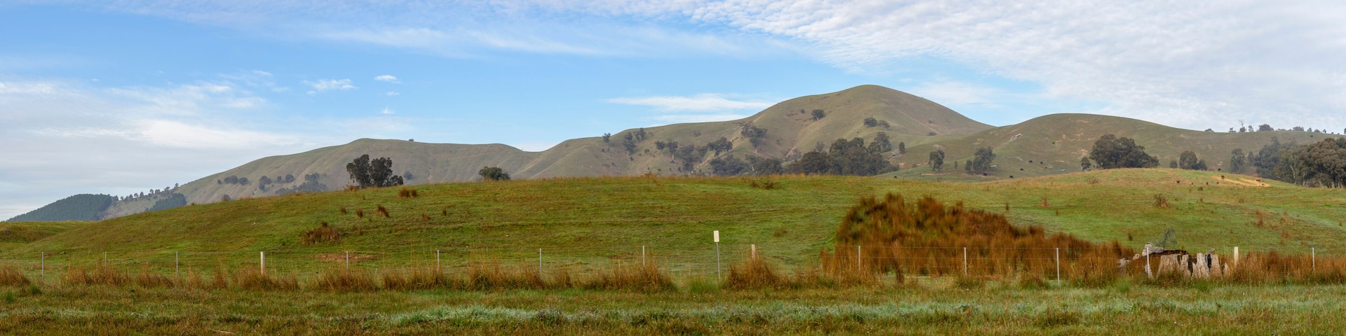 Landscape panorama in Strath Creek, Victoria, Australia