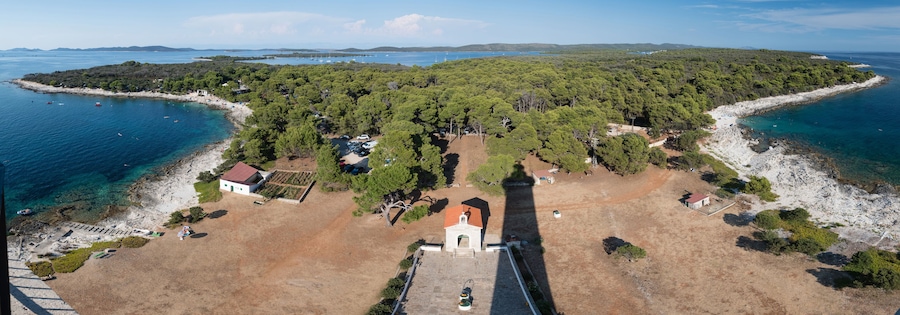 Panoramic view from Veli Rat lighthouse on Dugi Otok island, Adriatic sea, Croatia
