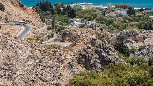 The road down to Stegna, Rhodes.