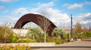 New Orleans, LA. USA. December 2019. View of the famous bridge that gives entry to Crescent Park, a beautiful and scenic park in the Marigny / Bywater area outside the French Quarter.
