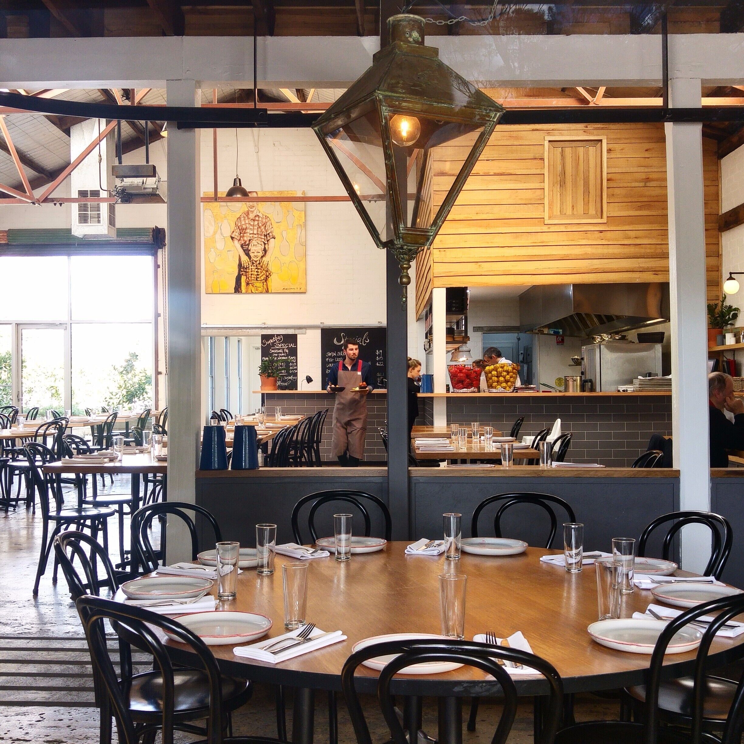 The first thing you will notice upon entering the understated frontage of the building is a Bromely and Co painting.  It depicts a father and son, instantly suggesting families are welcome.  In fact the painting is of Robert Gordon and his father.  The Gordon family and Chef Mauro have come together to design a space that is inviting and exciting.
(read more yarravalleylife.com)
#melbourne #theindependent #bromelyandco #robertgordon #yarraranges #restaurant #foodandwin #art