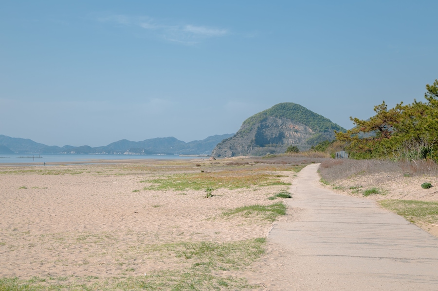 Kotohiki Park Ariake Beach trail in Kagawa, Japan