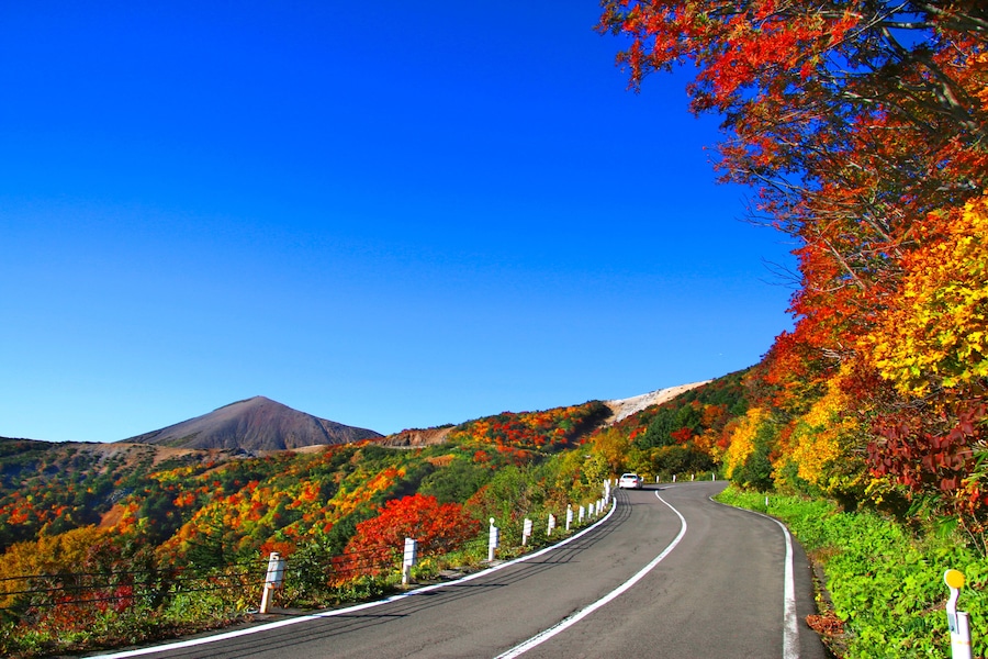 Famous place "Bandai Azuma Skyline" of colored leaves of Fukushima.We can go free on a sightseeing road.; Shutterstock ID 1244753584; Purchase Order: -