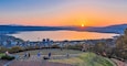 Tateishi Park is a good place to see the sunset over the Lake Suwa in Nagano of Japan.