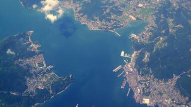 Downtown of Fukuyama in the back and Onomichi in Hiroshima Prefecture Japan.
