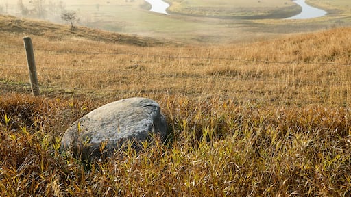 Misty North Dakota landscape with Sheyenne River