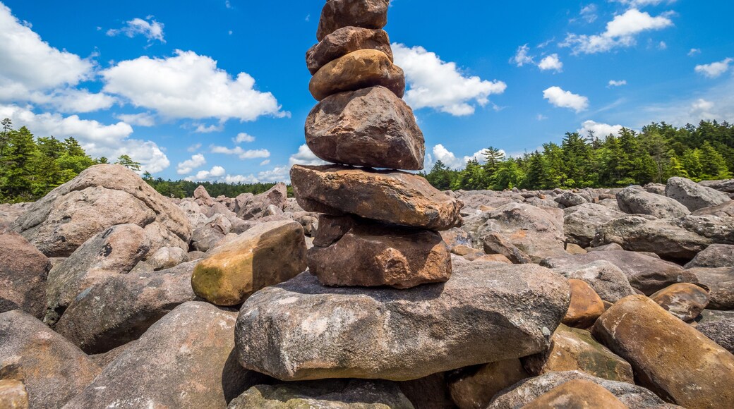 Cairn at the boulder field in Hickory Run State Park, Pennsylvania