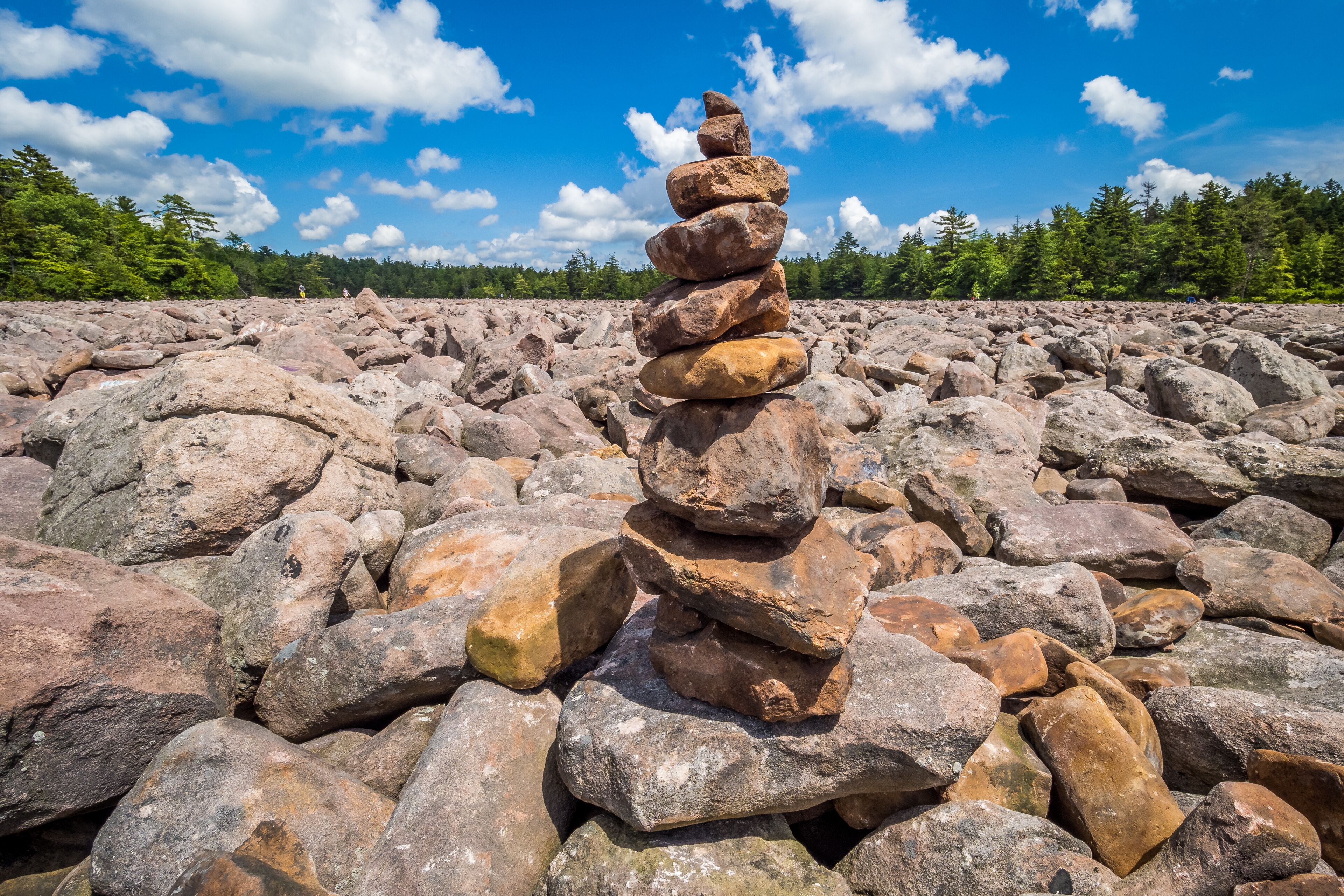 Cairn at the boulder field in Hickory Run State Park, Pennsylvania