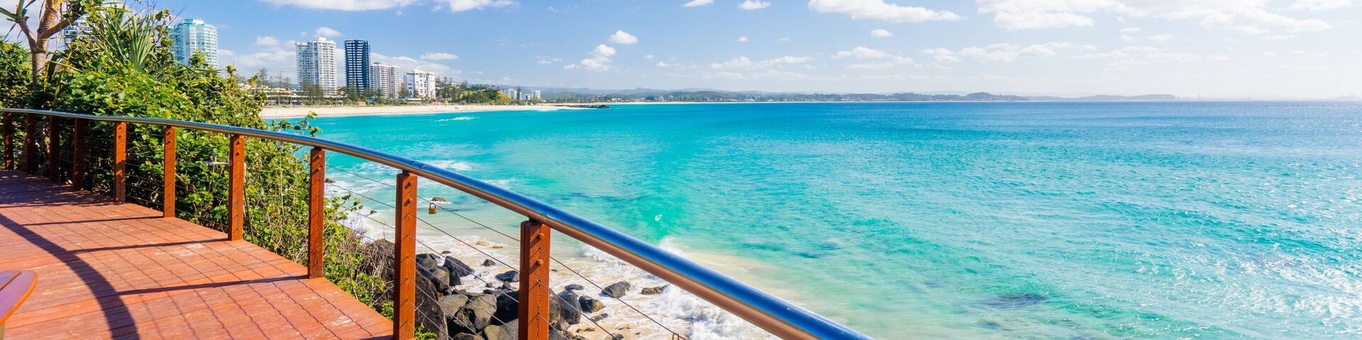 Coolangatta beach looking back to Kirra Beach on Queensland's Gold Coast in Australia