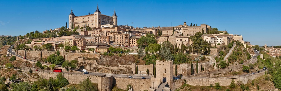 Toledo medieval city panoramic view. Spanish traditional old town