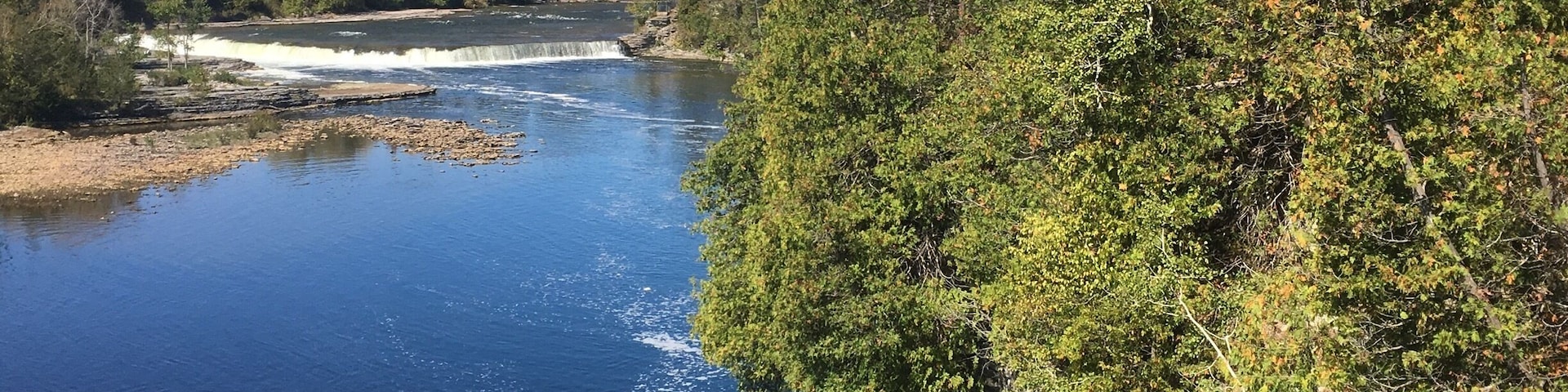 Right next to the Trent Severn Waterway and downtown Campbellford. There are two cute red Muskoka chairs nearby overlooking the water