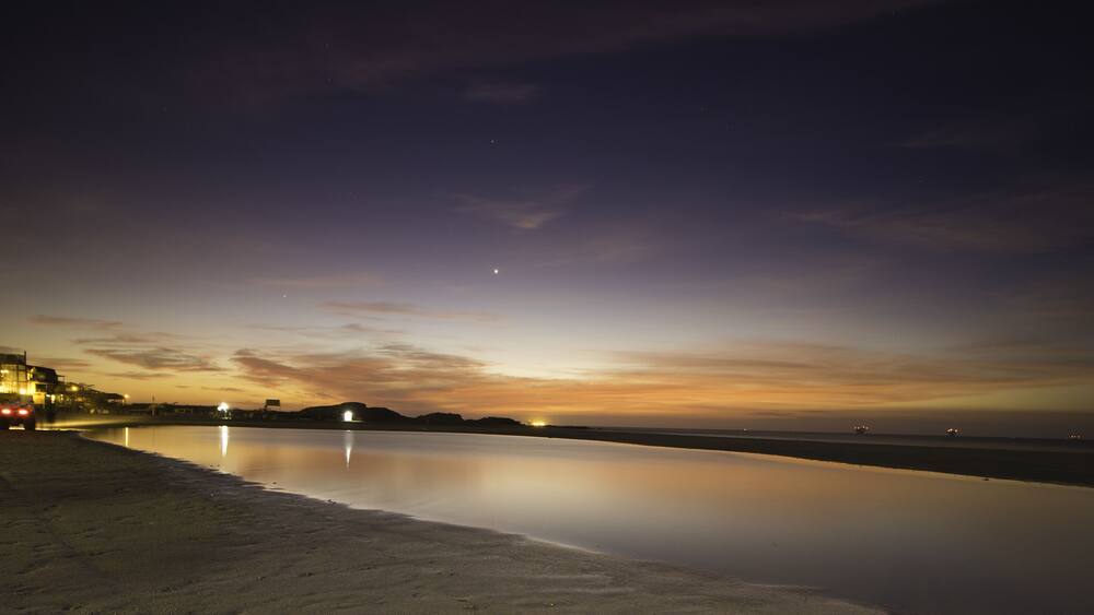 Fascinating sunset at the sea, Lobitos, Peru