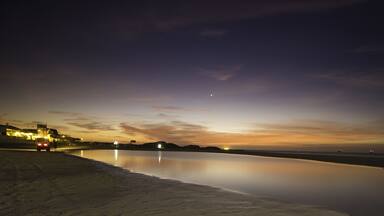Fascinating sunset at the sea, Lobitos, Peru
