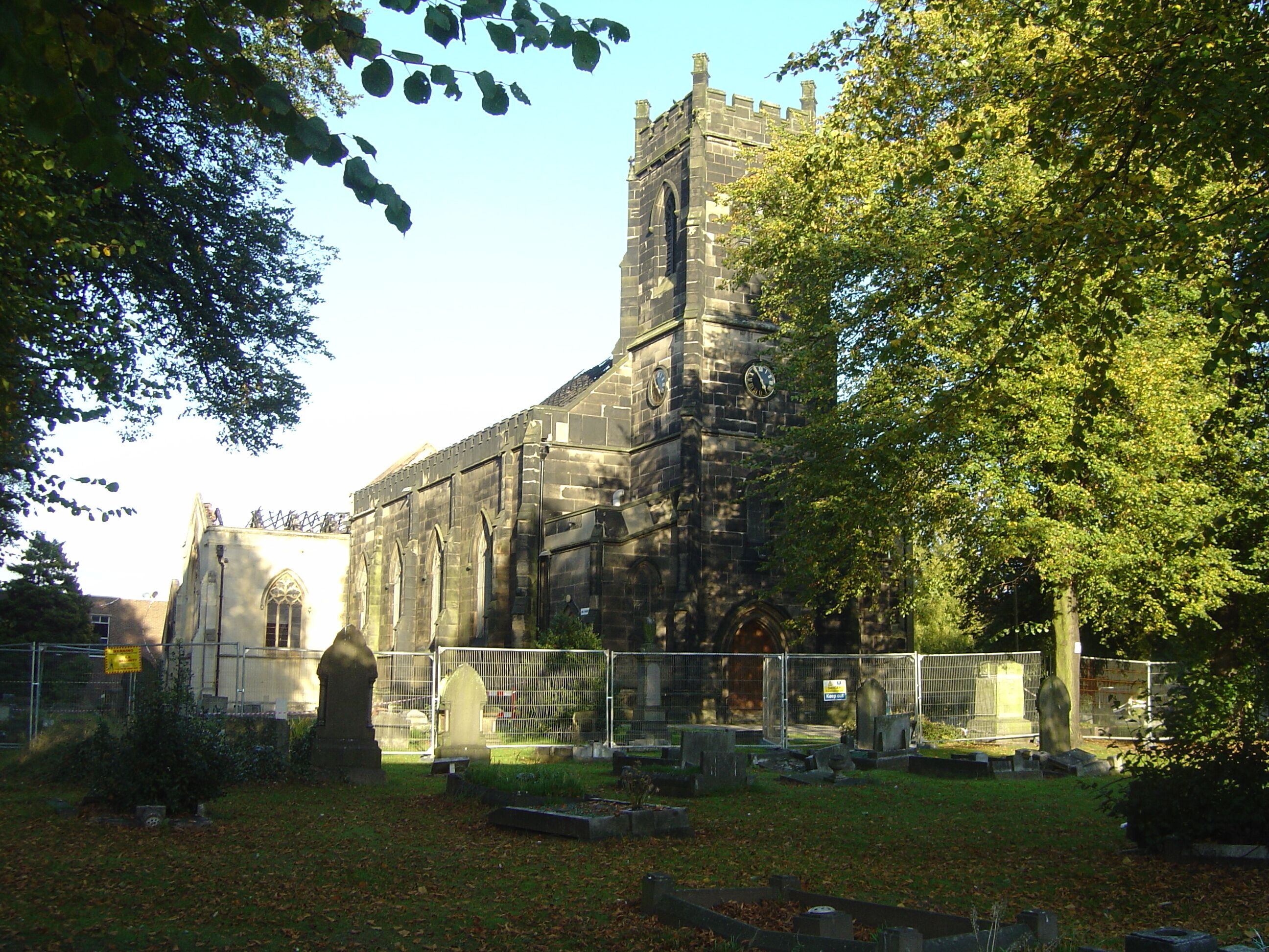 St. Barnabas' Church, Erdington following the fire of 4 October 2007
