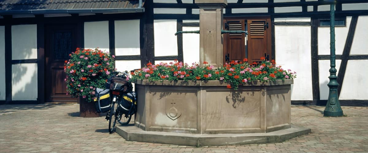 Oberhausbergen, Alsace, France: typical half-timbered houses