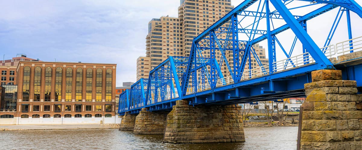 Blue Bridge Close-Up in Grand Rapids City Center