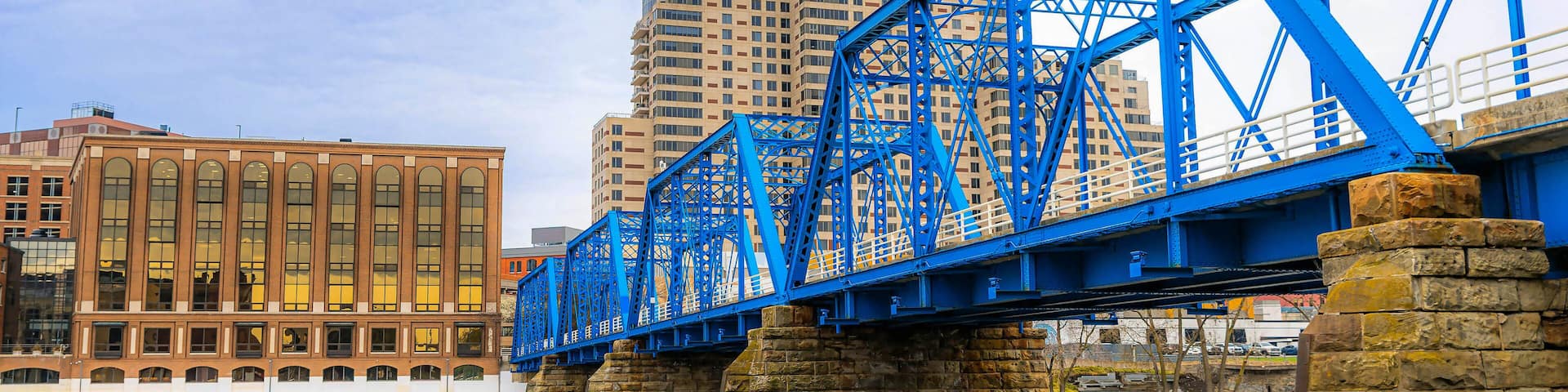 Blue Bridge Close-Up in Grand Rapids City Center