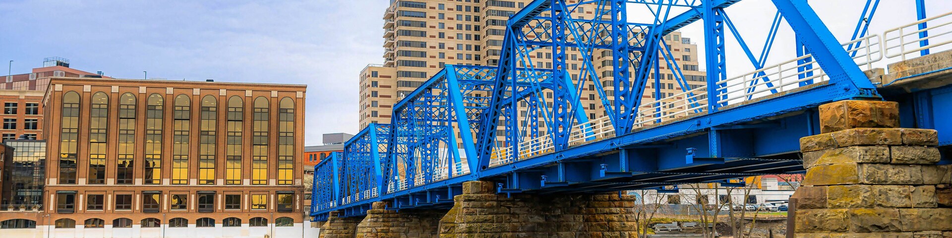 Blue Bridge Close-Up in Grand Rapids City Center