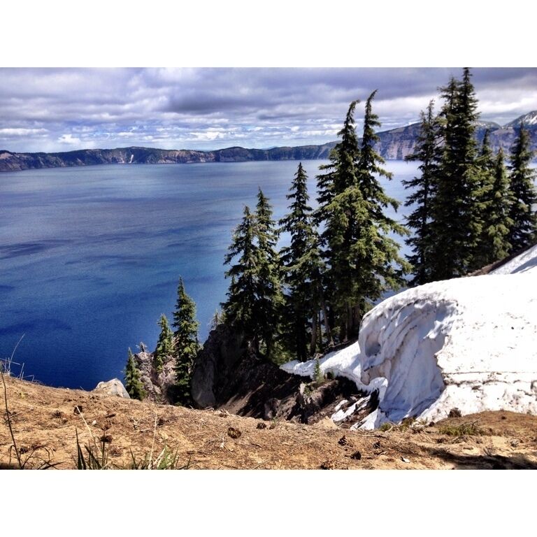 Perched in the rim of crater lake was this snow hawk.  The t-shirt weather was turning the snow to slush fairly quickly, so I'm not entirely sure how long he'd been there or how long he'd stay after I was gone.  I would imagine that he's gone by now.  Flown south for another summer, likely never to return. #nationalpark